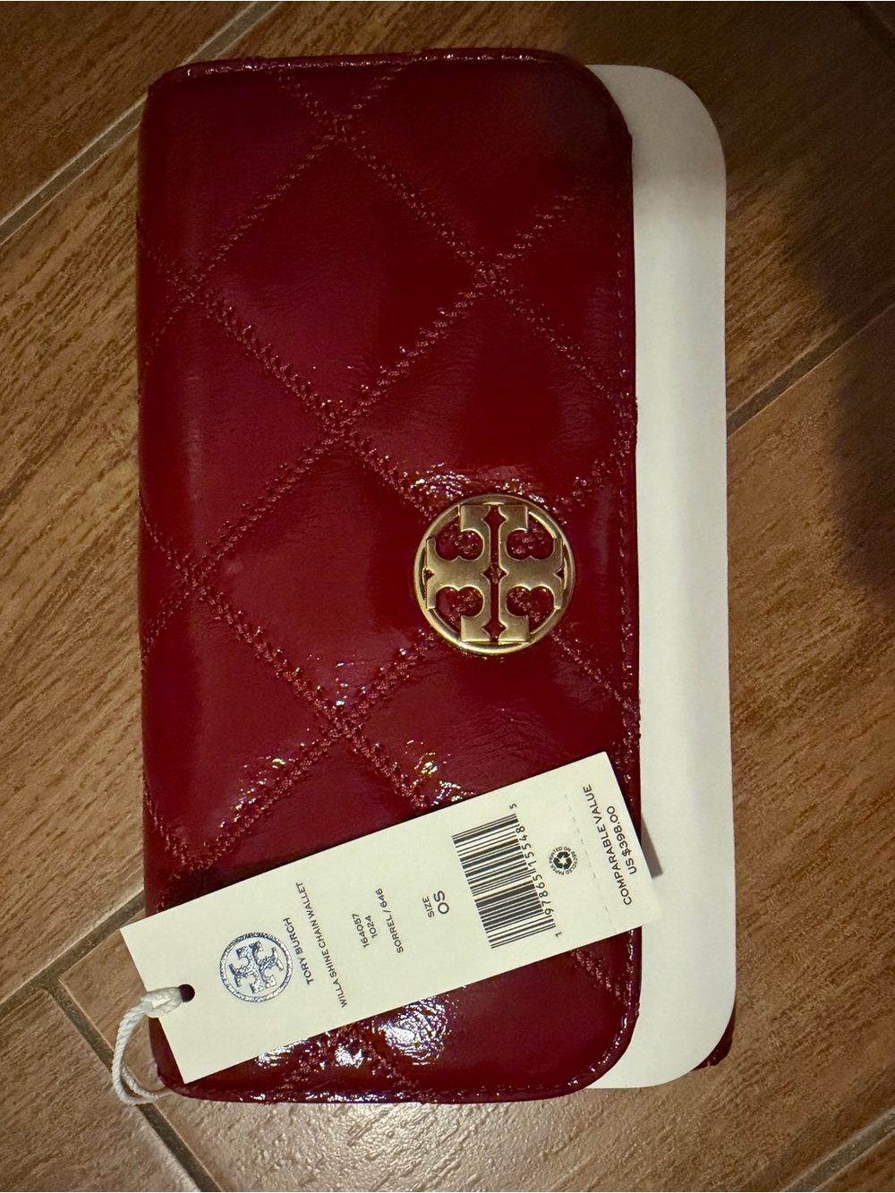 Tory Burch Burgundy Leather Crossbody Bag Gold Logo
